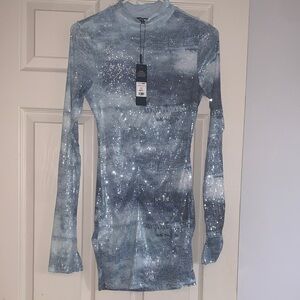 Fashion Nova Blue Sequin Mini Dress